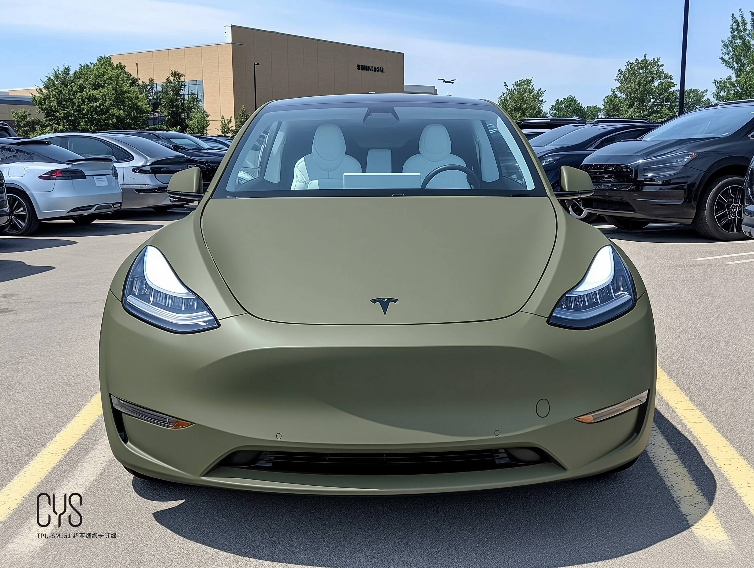 TPU-SM151 超亚绸缎卡其绿|特斯拉 Model y